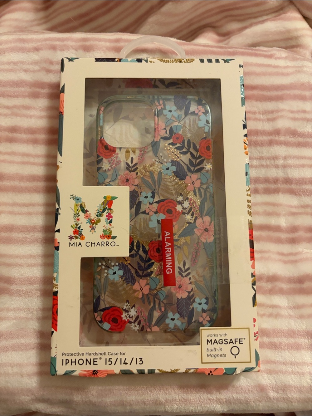 Mia Charro iPhone Case for iPhone 15/14/13 — Clear with Multicolor Flowers NIB